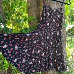 Grateful Dead Steal Your Face Roses Junk Food Clothing Black Floral Mini Dress